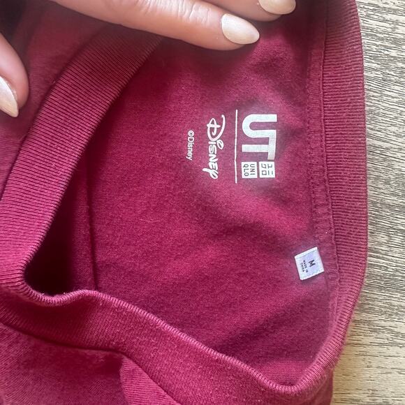 Disney Brand Mickey Mouse Women's Crop T-Shirt Burgundy Medium 90's - Picture 3 of 3